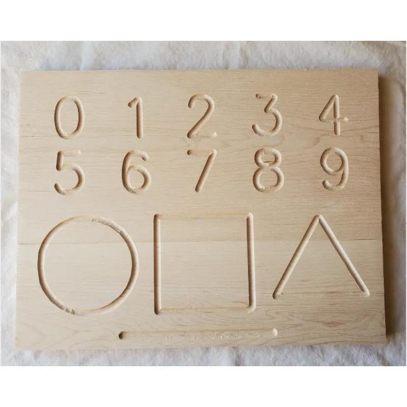 Wooden Numbers, Shapes and Uppercase Alphabet Wooden Sensory and Tracing  Board – Ninth & Pine