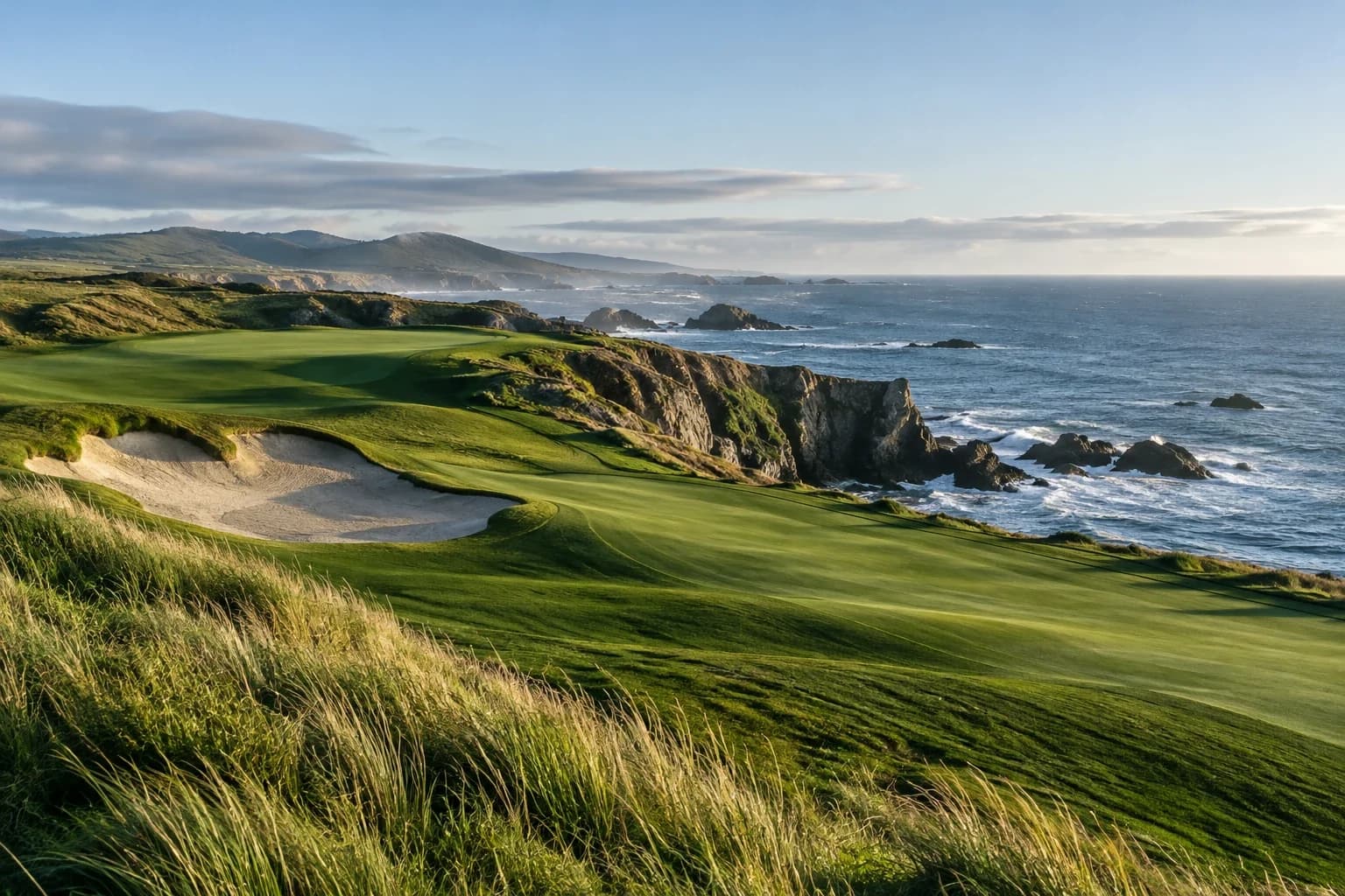 A golf course on the cliffs above the ocean
