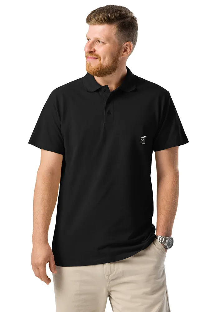 The Ninth Cotton Polo in black, offered in sizes S to 5XL