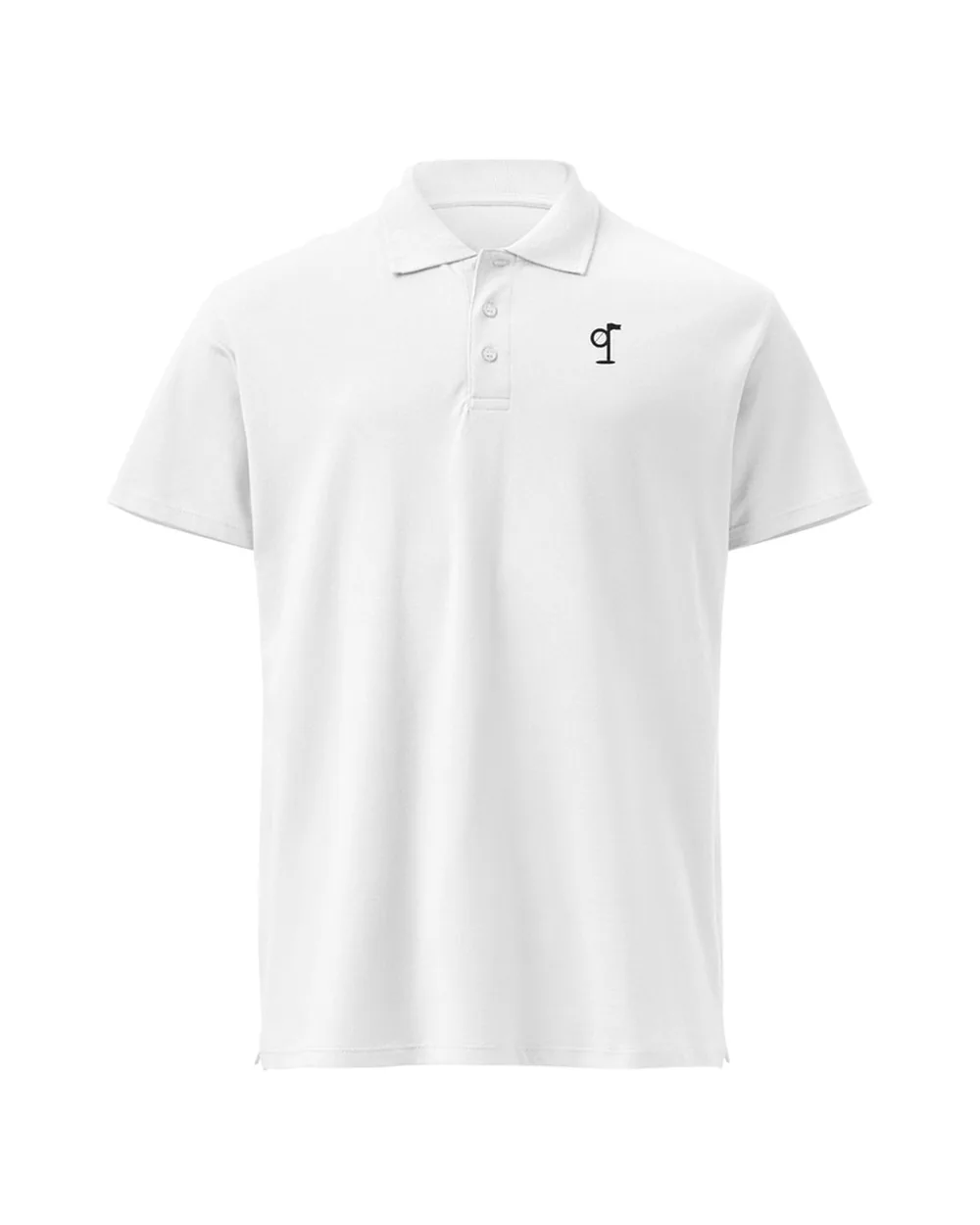 The Ninth Cotton Polo in white, with a straight hem and side slits