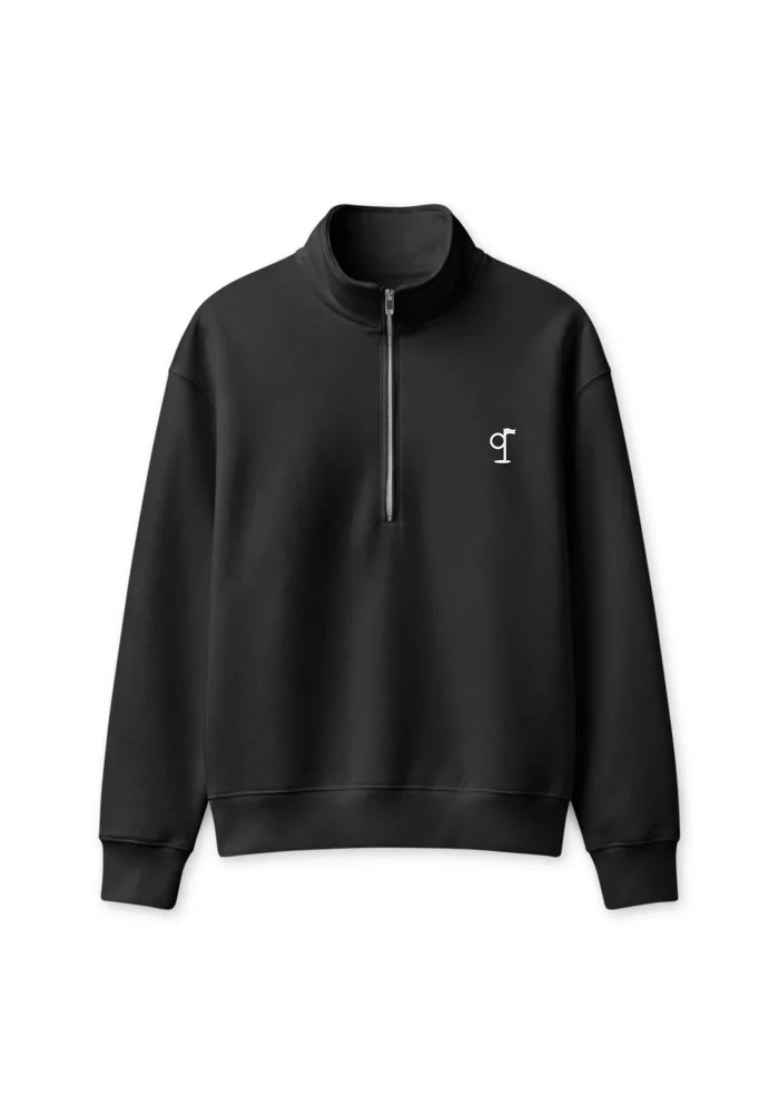 The Pine Half-Zip in black