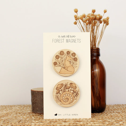 Wooden Magnet Set Forest Friends - Fox Snail