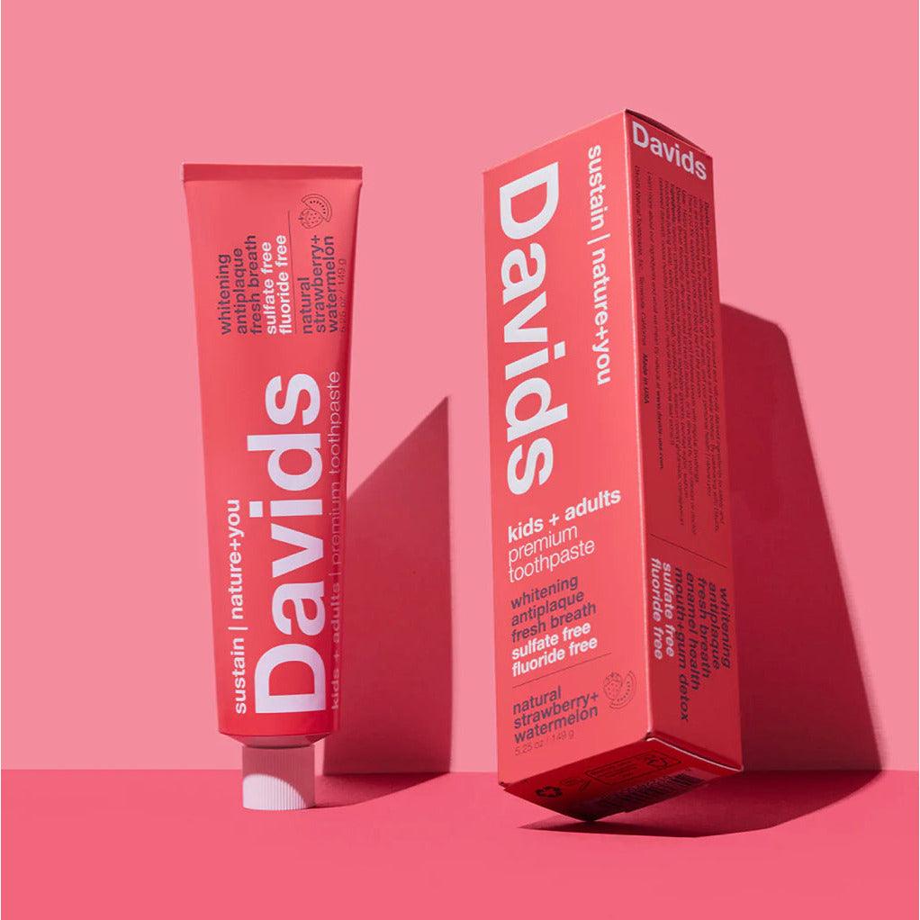Kids' Natural Toothpaste - Davids Kids + Adults Strawberry Watermelon Premium Toothpaste - Ninth & Pine