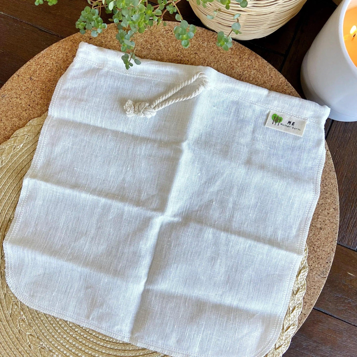 Nut Milk Bag, Organic Cotton & Hemp, Fine Weave - Ninth & Pine