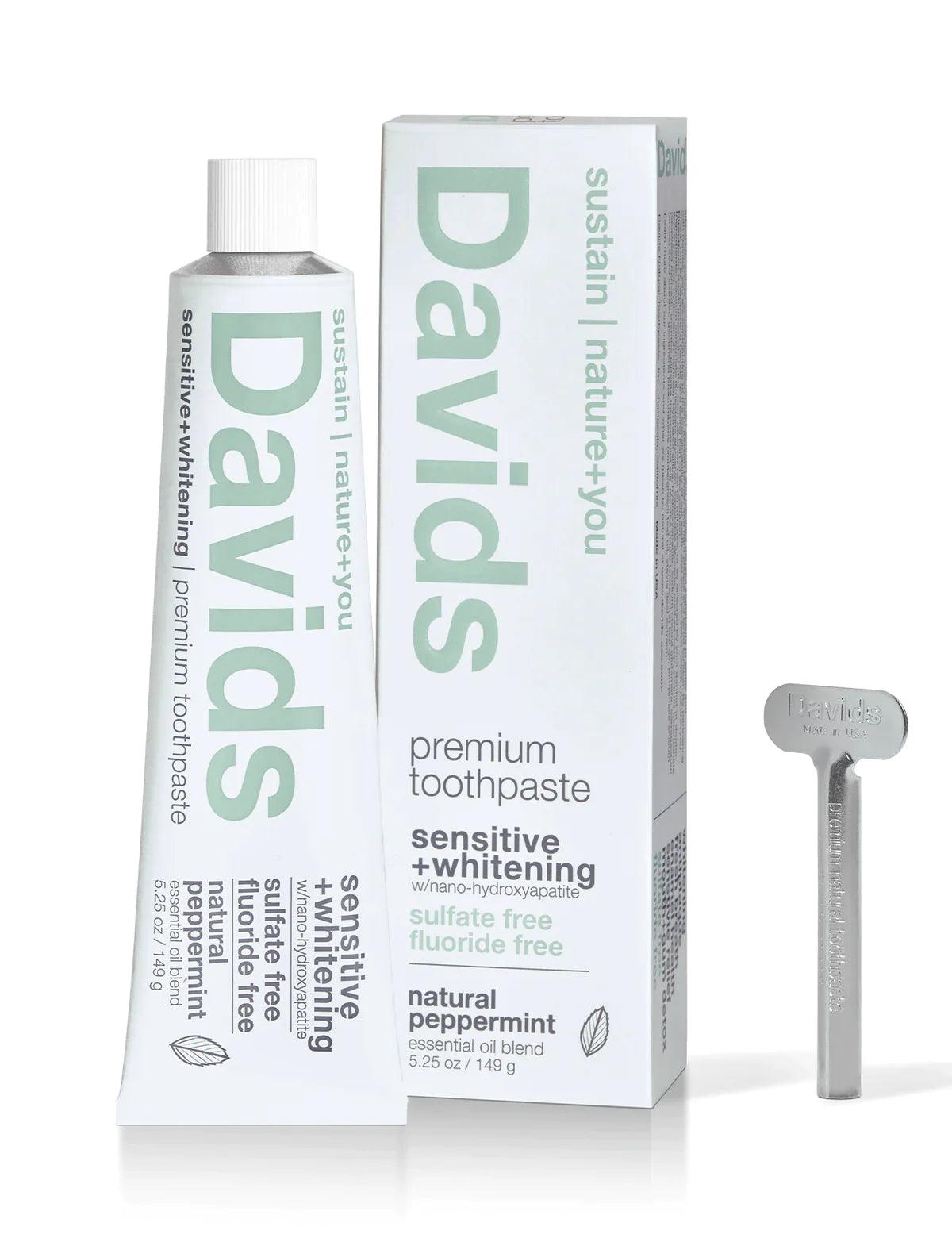 Sensitive + Whitening Toothpaste with Hydroxyapatite - David’s Natural Premium Toothpaste - Ninth & Pine