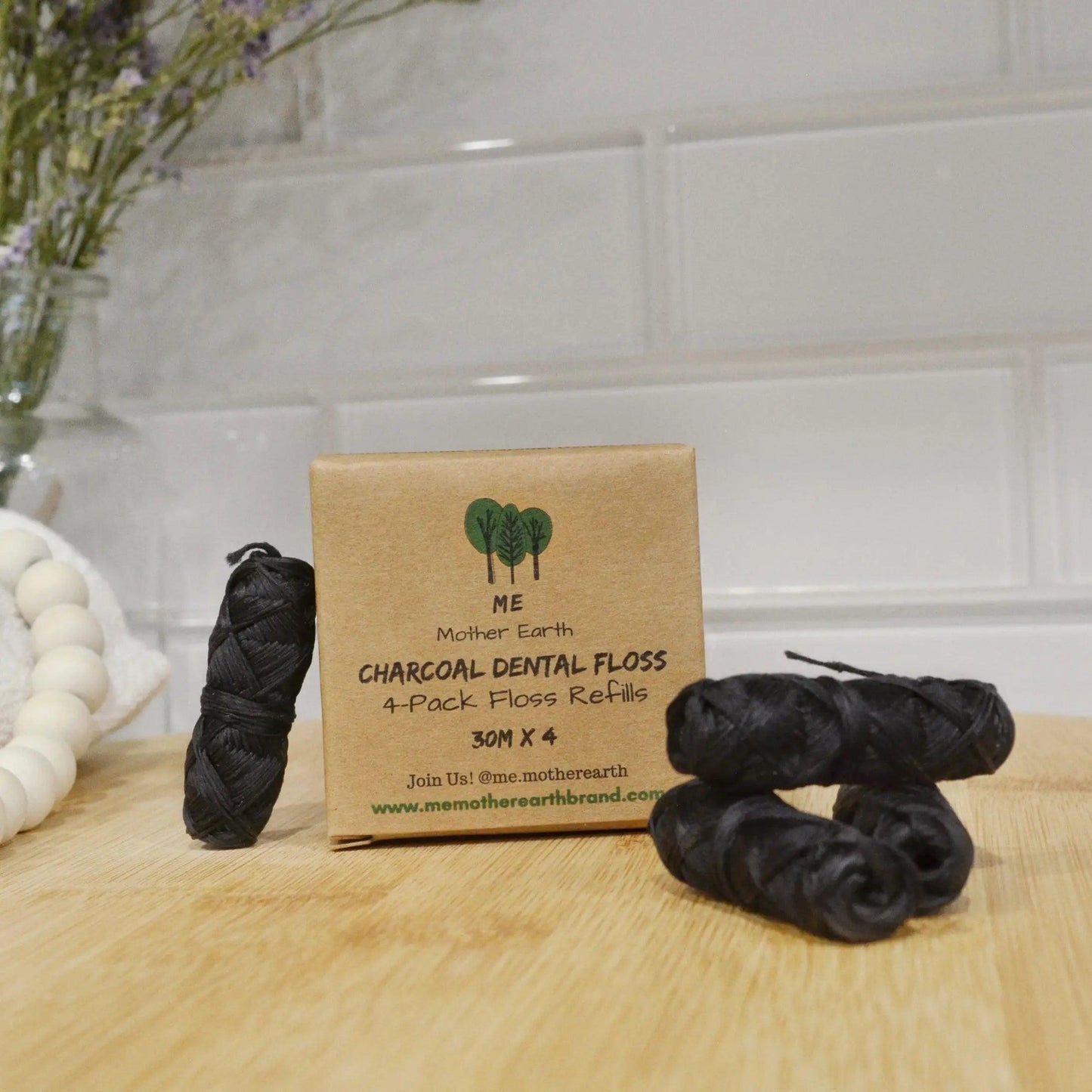 Bamboo Charcoal Fiber Vegan Dental Floss - Ninth & Pine