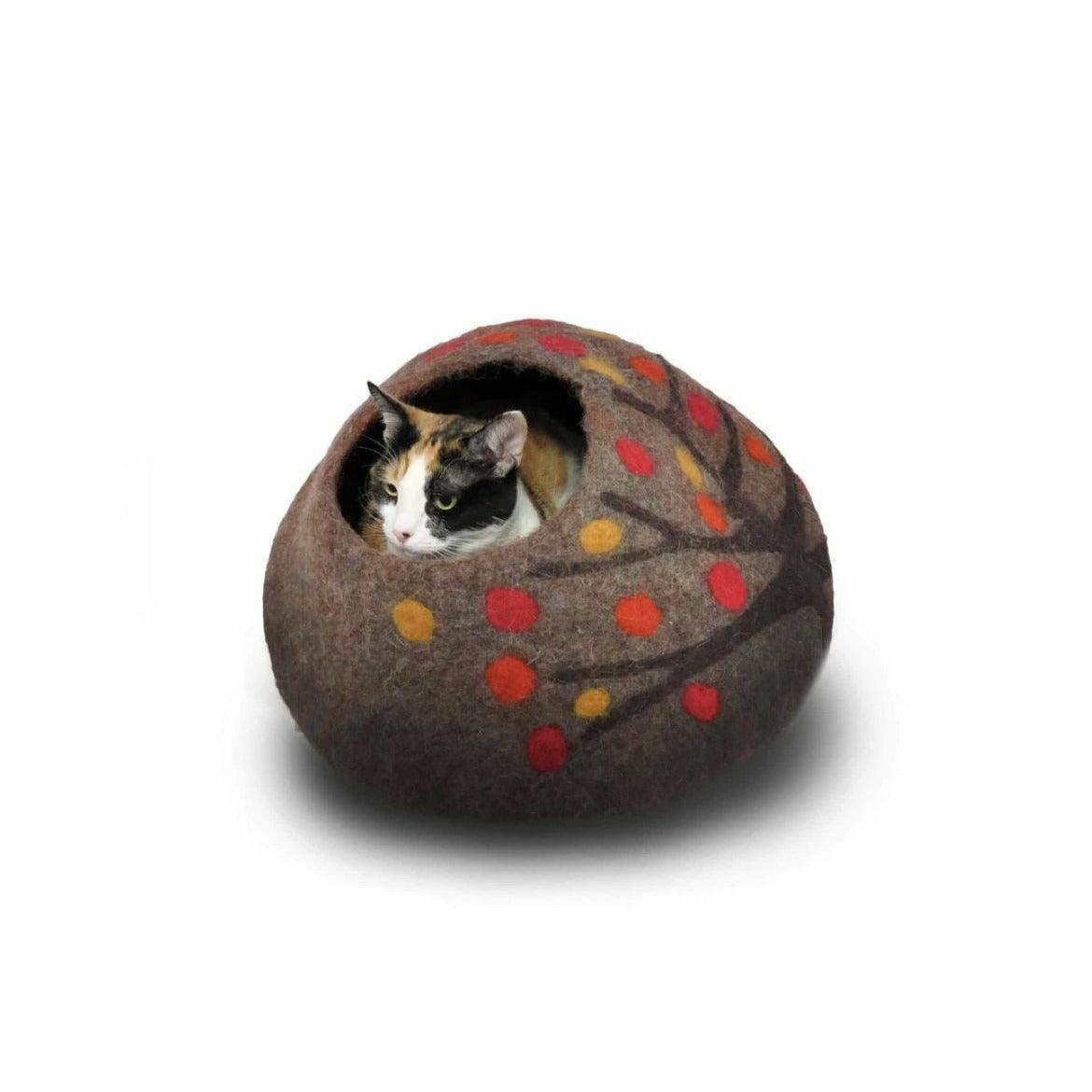 Cat Bed - Organic Wool Cat Cave with Travel Bag - Ninth & Pine