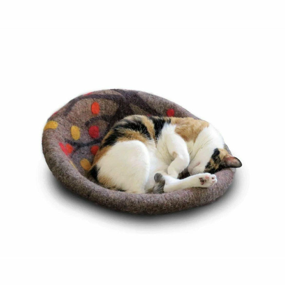 Cat Bed - Organic Wool Cat Cave with Travel Bag - Ninth & Pine