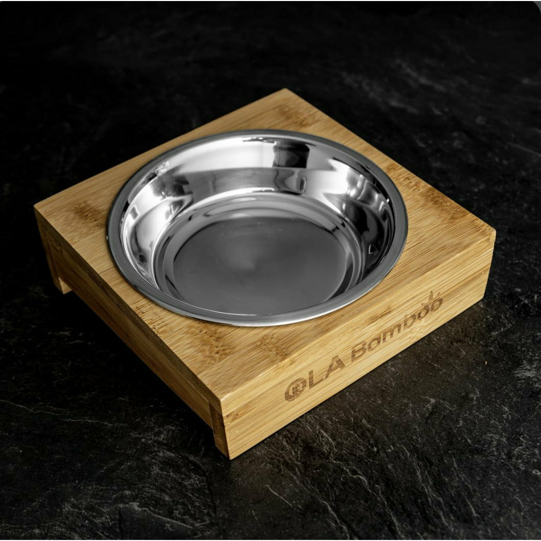 Small Bamboo and Stainless Steel Dog & Cat Bowl - Ninth & Pine